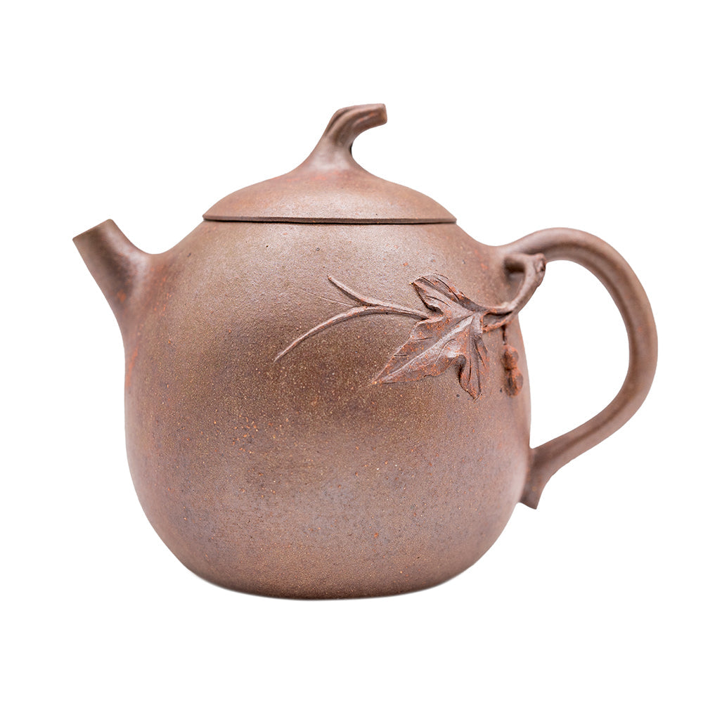 Tetera Yixing de fang cuita en forn de llenya, petita albergínia #94896