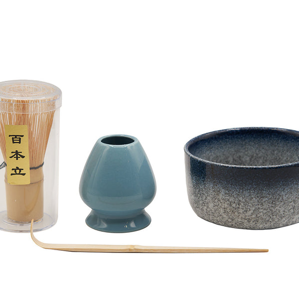 Juego de té matcha azul degradado, 4 piezas/juego n.° 93996