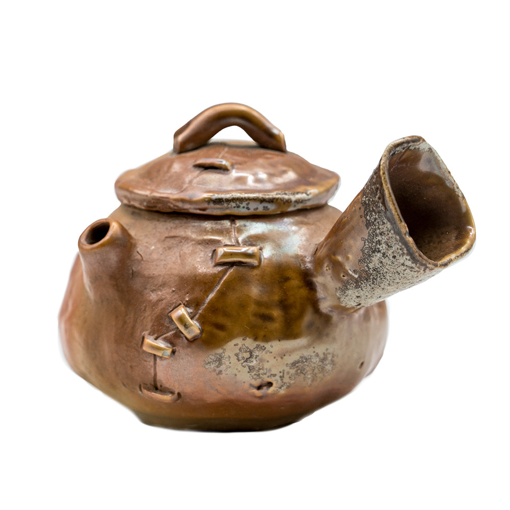 Tetera de ceràmica cuita al forn de llenya de Dehua amb esmalt de cendra natural #94324