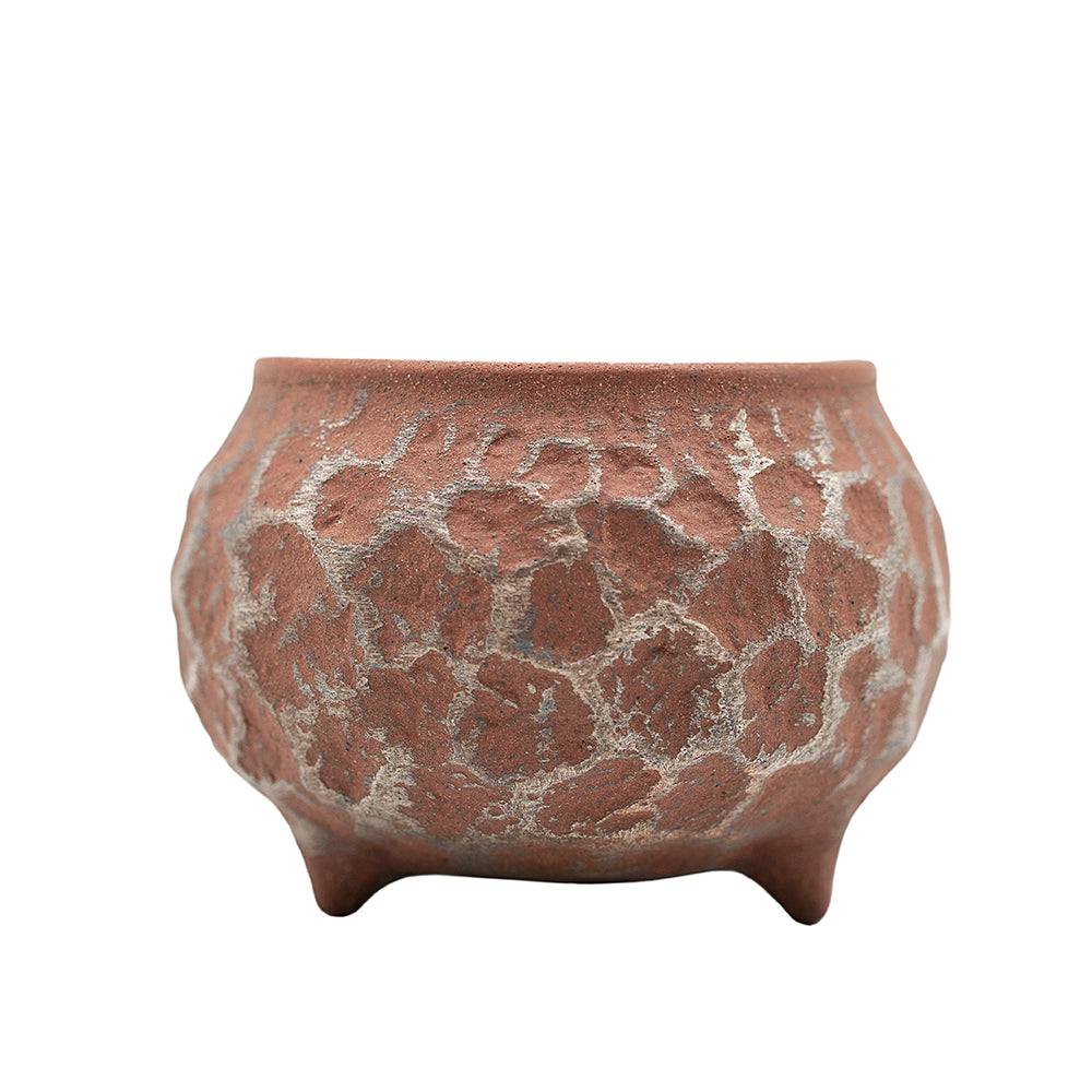 Red Clay Cup with Silver Meteor Pattern # 94426, 60 ml