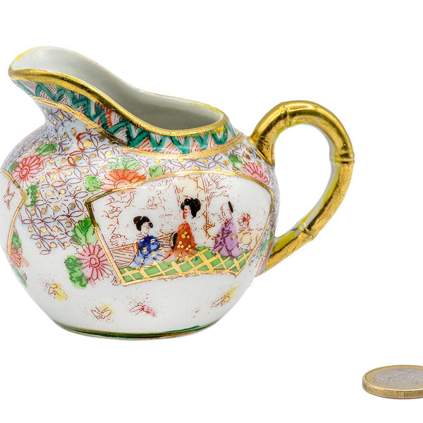 Vaixell vintage de porcellana japonesa pintat a mà, càntir / munyir # 93223