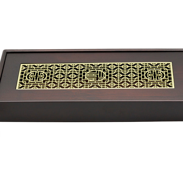 Mesa de té de nogal para ceremonia de té Gongfu, bandeja de té, chaban, metal / bambú # 93493