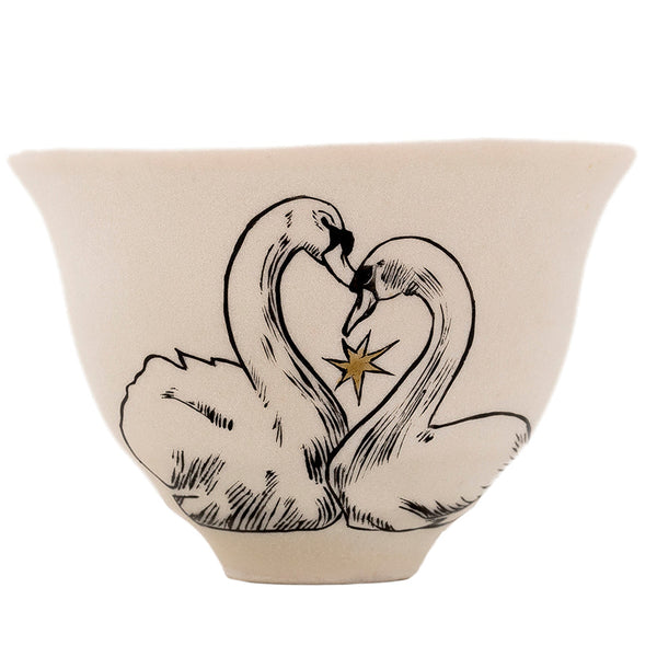 Cup Moychay 'Swans' # 43920, ceramic/hand painting, 68 ml.