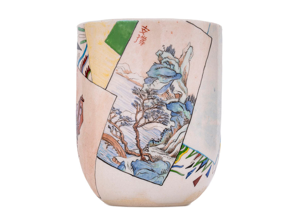 Cup yunomi handmade Moychay 'Green Mountain' # 44420, ceramic/hand painting, 132 ml.