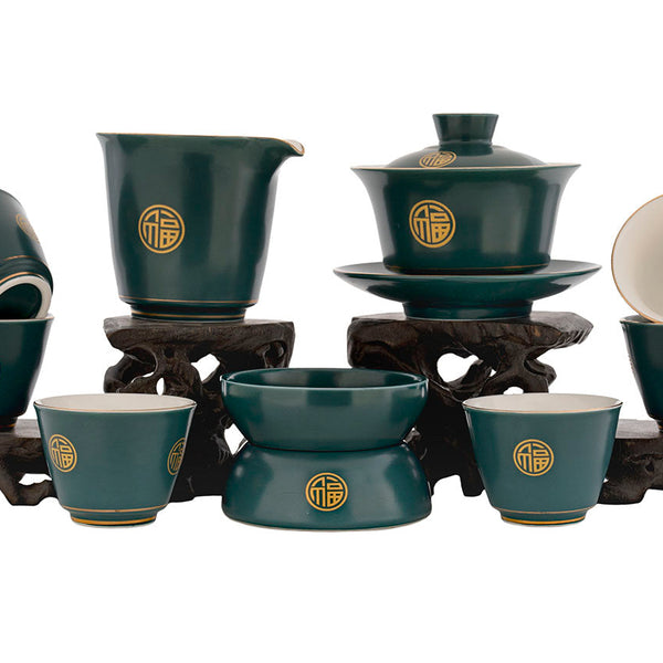 Set for tea ceremony (9 items) # 91001, porcelain: gaiwan 150 ml, gong dao bei 210 ml, teamesh, six cups 50 ml.