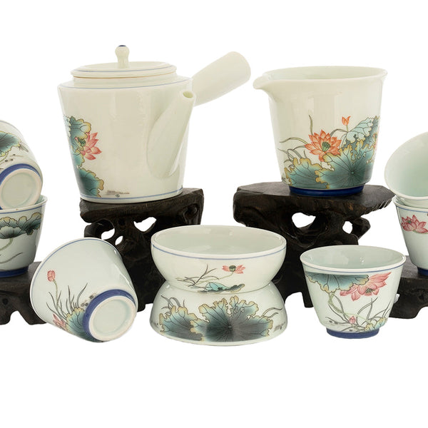 Set for tea ceremony (9 items) # 91014, porcelain: teapot 190 ml, gong dao bei 200 ml, teamesh, six cups 60 ml.