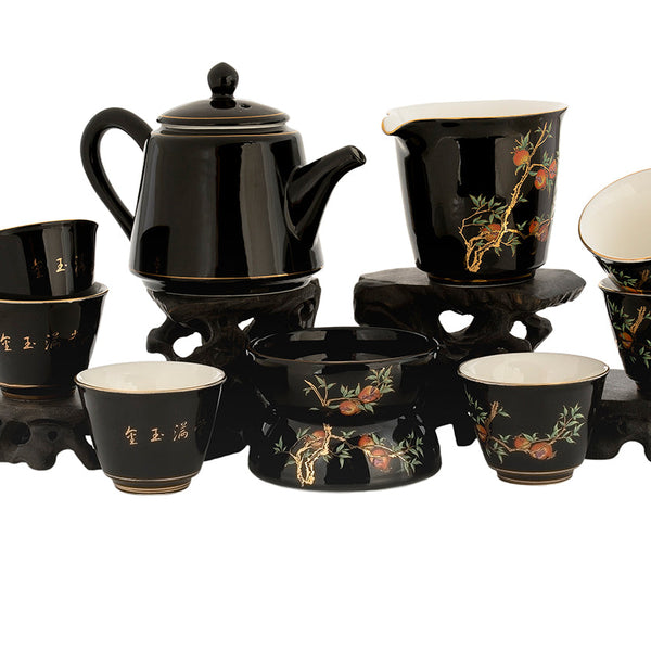 Set for tea ceremony (9 items) # 91032, porcelain: teapot 200 ml, gong dao bei 200 ml, teamesh, six cups 58 ml.
