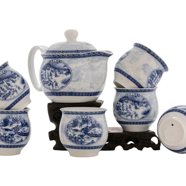 Set for tea ceremony (7 items) # 91011, porcelain: teapot 340 ml, six cups 117 ml.