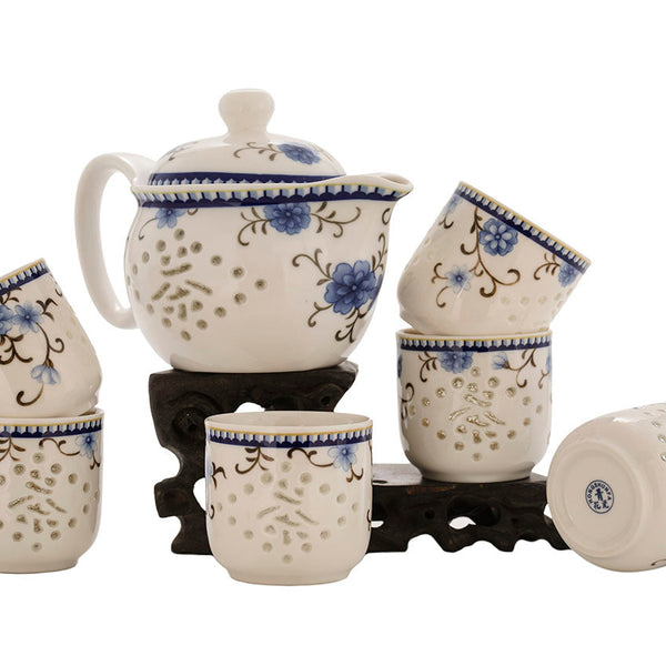 Set for tea ceremony (7 items) # 91005, porcelain: teapot 340 ml, six cups 117 ml.