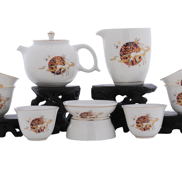 Set for tea ceremony (9items) # 91036, porcelain: teapot 225 ml, gong dao bei 210 ml, teamesh, six cups 60 ml.