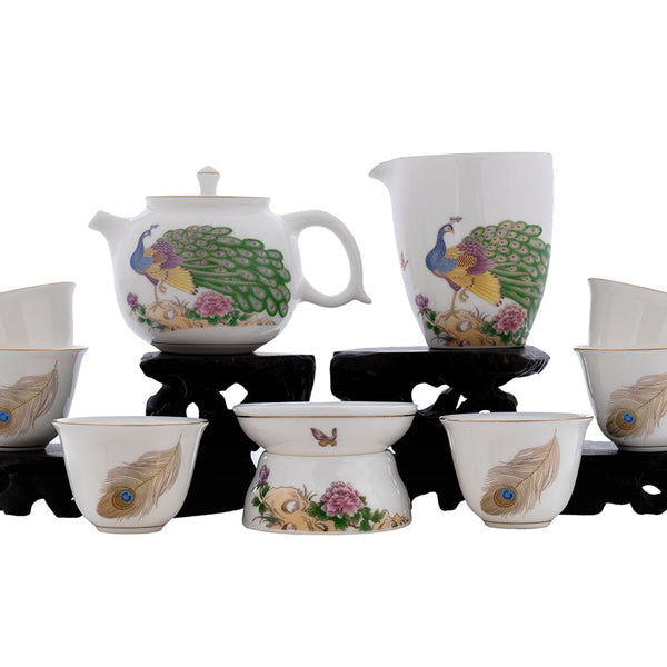 Set for tea ceremony (9items) # 91044, porcelain: teapot 225 ml, gong dao bei 210 ml, teamesh, six cups 60 ml.